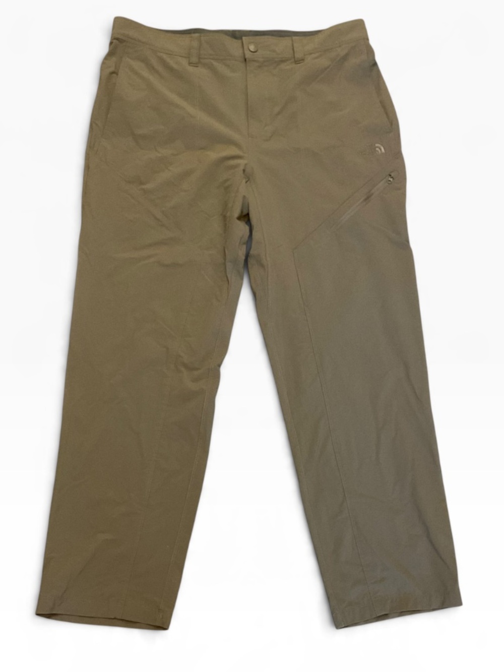 The North Face mens 95% nylon Hiking Pants Size 36 Olive Green Zip Pockets